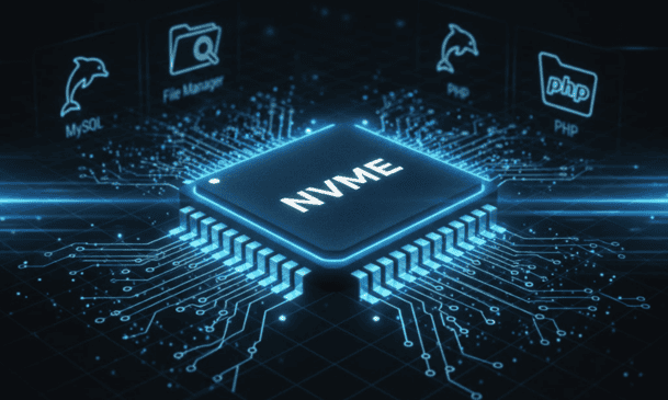 comparing HDD, SSD, and NVMe speeds for NVMe SSD hosting in India.