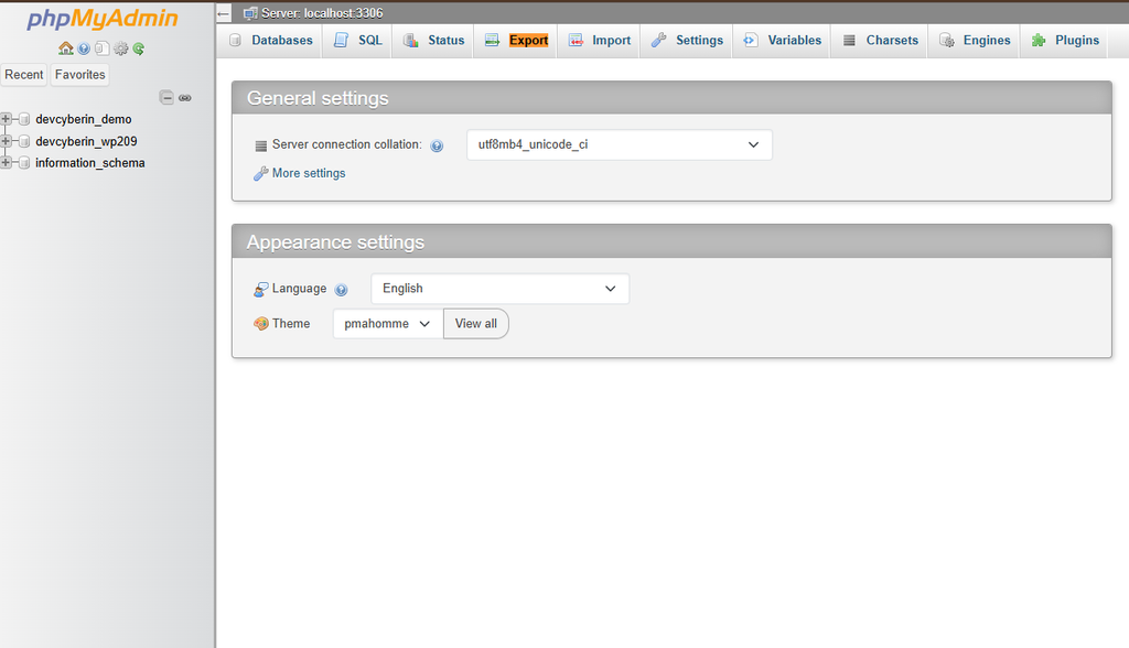 phpMyAdmin Panel