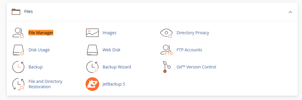 cPanel File Manager for WordPress installation on Cyberin hosting